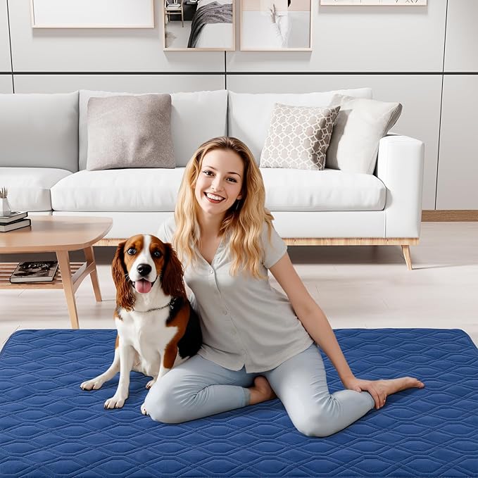 Smiry Waterproof Dog Blanket, 82x120 Inch Soft Pet Bed Cover Reversible, Washable Sofa Couch Furniture Protector for Small Medium Large Dog Puppy Cat, Navy/Blue