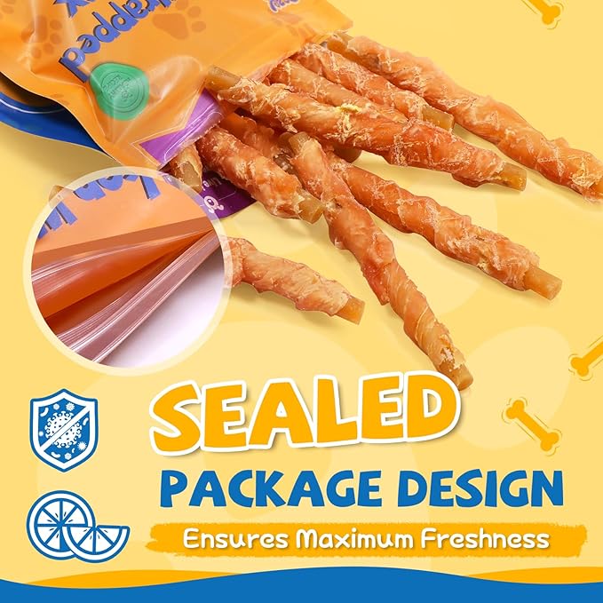 Dog Dental Treats, Chicken Wrapped Peanut Butter Sticks, Healthy Training Snacks for Dogs, Easy to Digest, w/Glucosamine Chondroitin