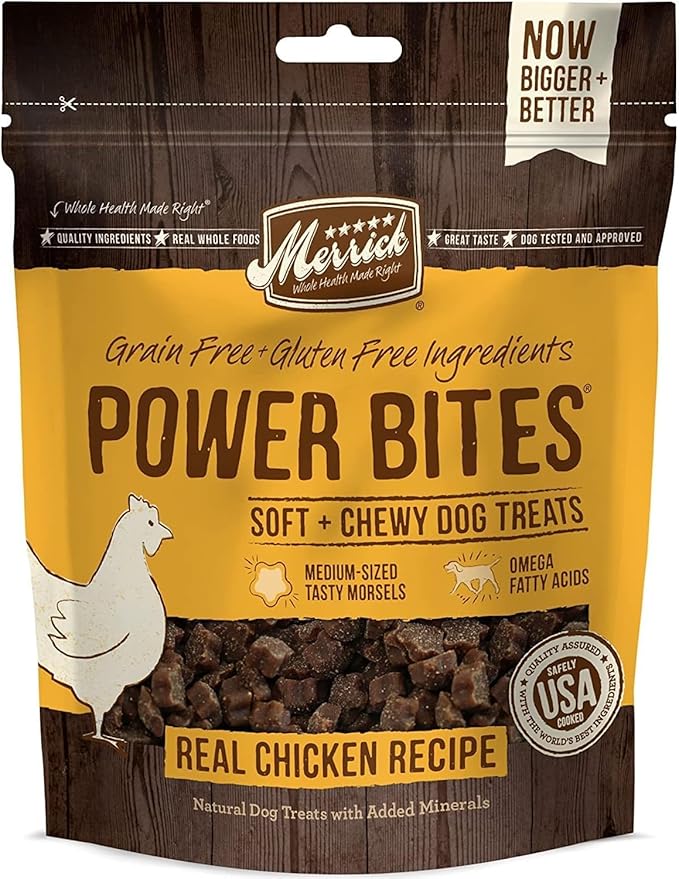 Aurora Pet Variety Pack (4) Power Bites Grain Free Dog Treats [Chicken, Beef, Turducken, Salmon] 6-oz Each with AuroraPet Wipes