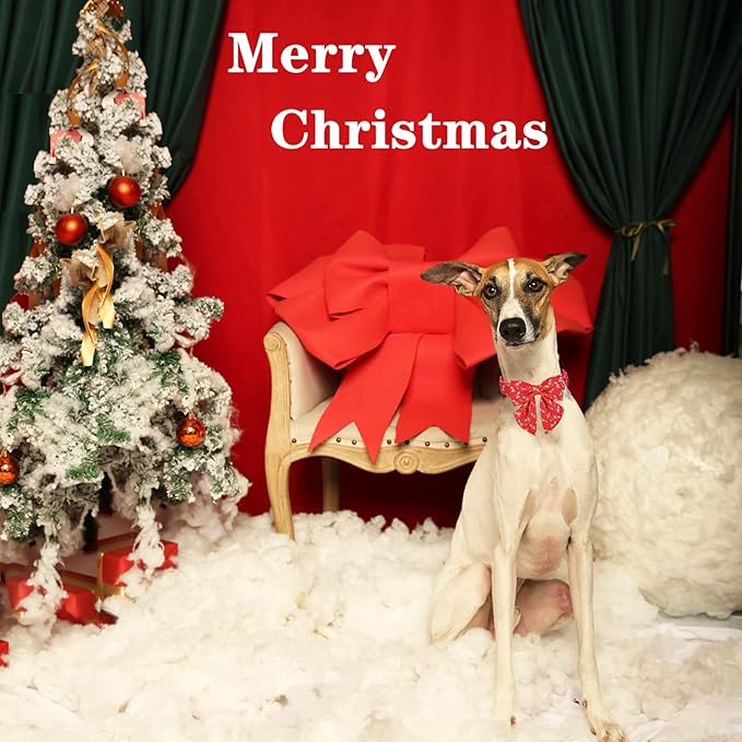 Unique style paws Christmas Dog Collar with Tie Red Elk Pure Cotton Collar Adjustable Puppy Collar for Small Medium Large Dogs-XS