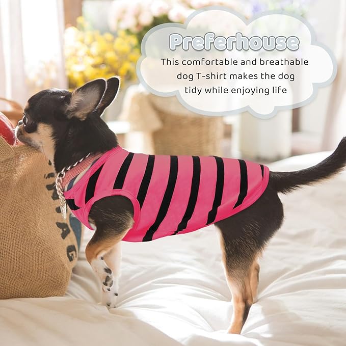 Dog Shirts for Large Dogs Cats, Dog Striped T-Shirts Dog Vest Pet Apparel Tee Shirts Spring Summer Suitable for Small and Medium Large Pets French Bulldog Bichon, Rose L