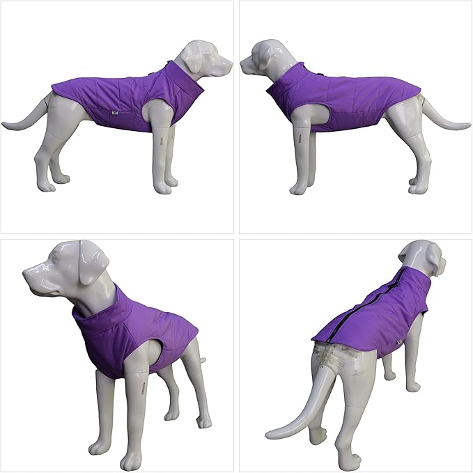 Purple Dog Winter Coat - Waterproof, Windproof, Ultra Warm, Breathable, Soft, Zippered Jacket with Cotton Lining for Small, Medium, Large Dogs