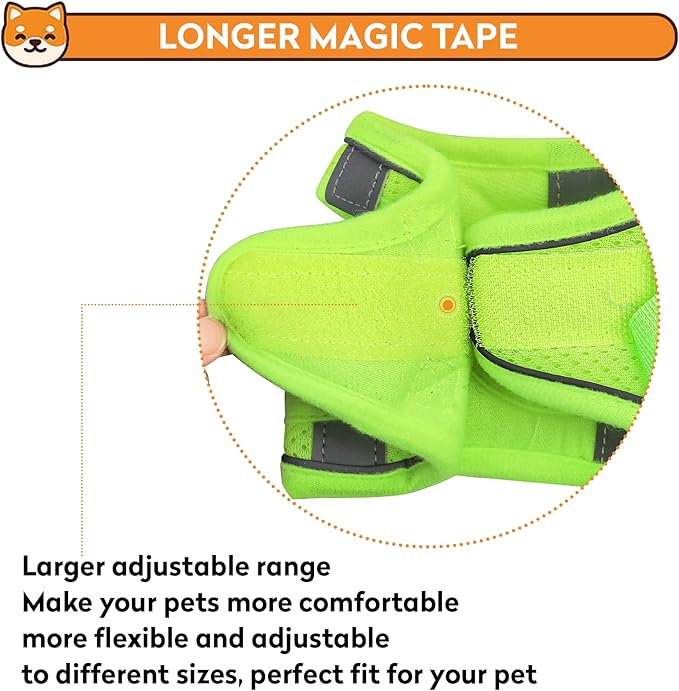 Dog Harness with Leash Set, No-Pull Step-in Reflective Pet Harness with 1 Leash Clips, Adjustable Soft Padded Easy Walk Dog Vest for Small Medium Large Dogs, Cats(Fluorescent, Large)