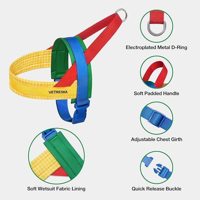 VETRESKA MoMA Dog Harness and Leash Set, Easy Walk Dog Harness for Small Medium Dogs, No Pull Puppy Harness for Walking and Training, Adjustable, Take Control & Anti-Twist Pet Lead Combo(Yellow, XS)