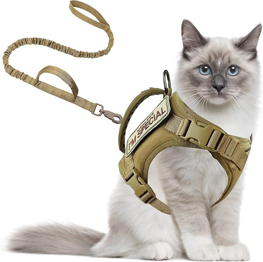 Cat Harness and Leash for Walking, Escape Proof Soft Adjustable Vest Harnesses for Cats, Easy Control Breathable Soft Mesh with Control Handle for Large Cat Small Dog, Gift with Patch