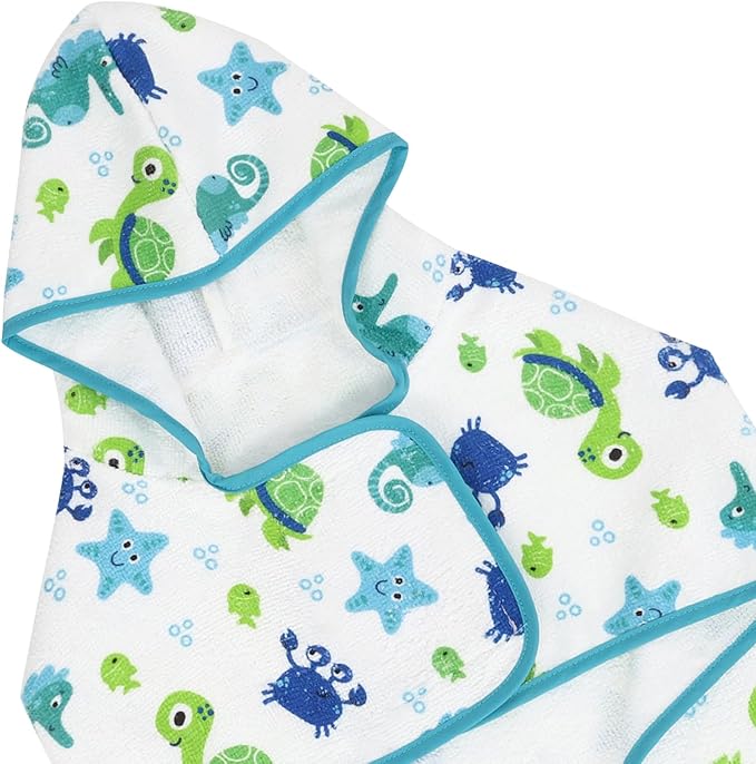HDE Dog Bathrobe Super Absorbent Quick Drying Towel with Hood for All Dog Breeds Sizes S-XXL - Sea Animals - XXL