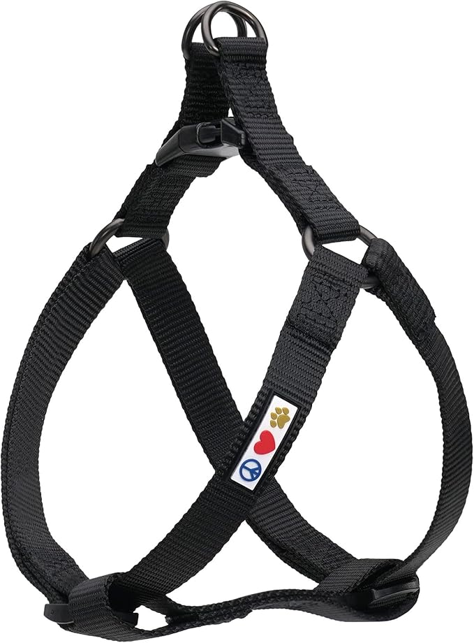 Pawtitas Step-in Dog Harness Solid Color Vest for Training & Walking, Puppy & Small Dog Black Onyx