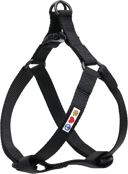 Pawtitas Step-in Dog Harness Solid Color Vest for Training & Walking, Puppy & Medium Dog Black Onyx