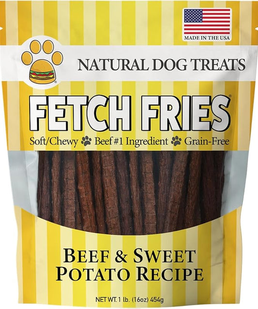 Beef and Sweet Potato Jerky, All Natural Dog Treats, Soft and Chewy, Made in USA, Grain Free (16 oz)