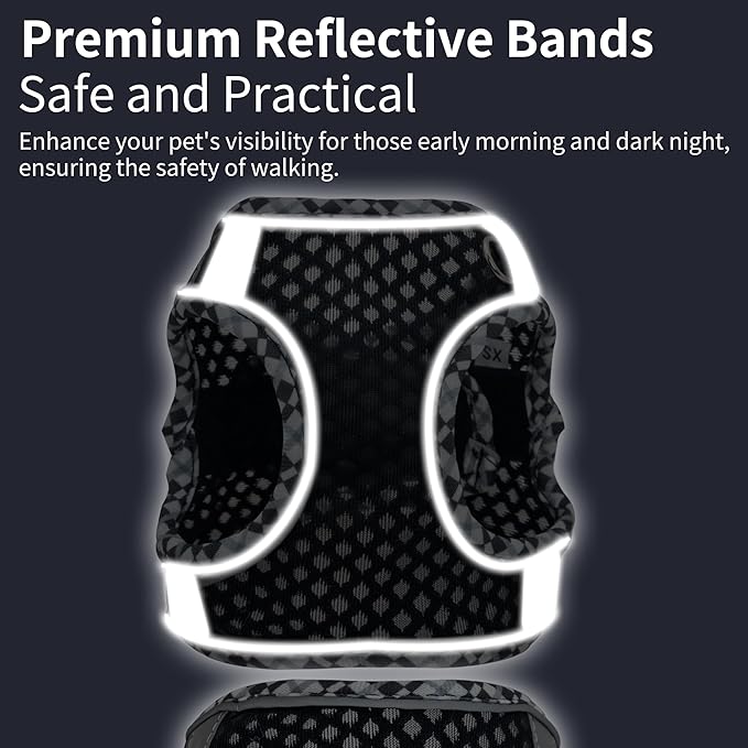 Summer Pet Supply No Pull, Step in Adjustable Dog Harness with Padded Vest for Hot Weather, Escape Proof Ultra Thin Soft Easy to Put on Small Dogs Black S