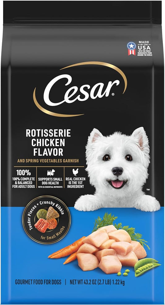 Cesar Small Breed Dry Dog Food Rotisserie Chicken Flavor and Spring Vegetables Garnish, 2.7 lb. Bag