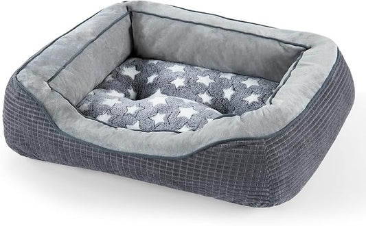 SIWA MARY Dog Beds for Medium Large Dogs, Washable Pet Bed with Wide Sides, Pentagram Pattern Design, Warming Soft Orthopedic Puppy Bed for Pet Sleeping, Non-Slip Bottom