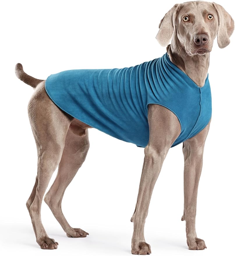 Stretch Fleece Dog Coat, Stretchy Pet Sweater, Machine Washable Pullover for Winter and Fall, Marine Blue, 22