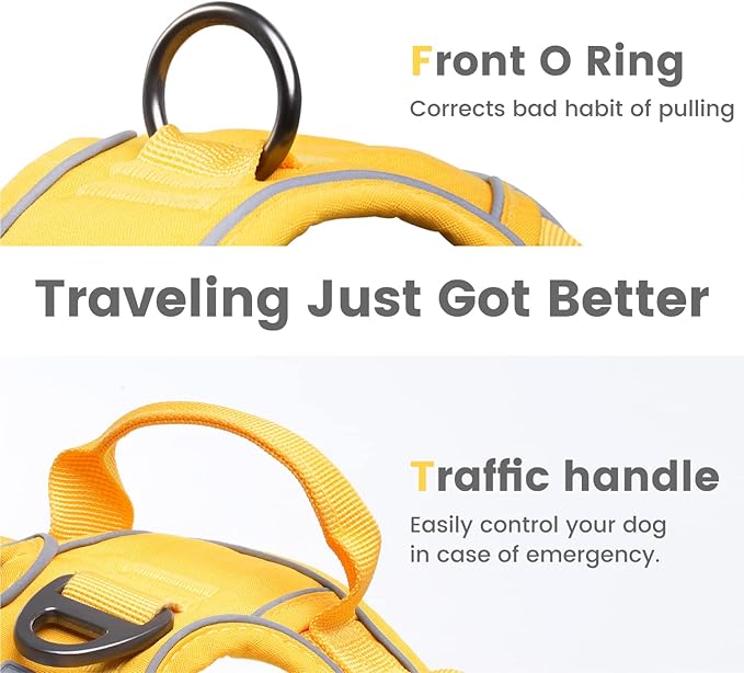 Pawaii No Pull Dog Harness with Pet ID Tag,Reflective Strips No Choke Front O Ring Breathable Mesh Adjustable Soft Padded Pet Vest with Easy Control Handle for Large Dogs