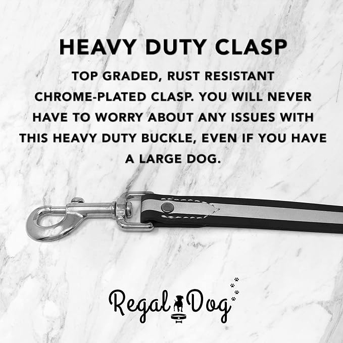 Regal Dog Products Heavy Duty Reflective Dog Collar – Adjustable with Metal Buckle and D Ring, Chew Resistant, Waterproof Dog Collar for Small Medium and Large Dogs (Large Collar and Leash, Pink)