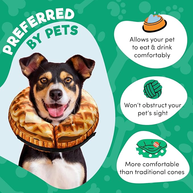 BENCMATE Protective Inflatable Collar for Dogs and Cats - Soft Pet Recovery Collar Does Not Block Vision (Small, Waffle)