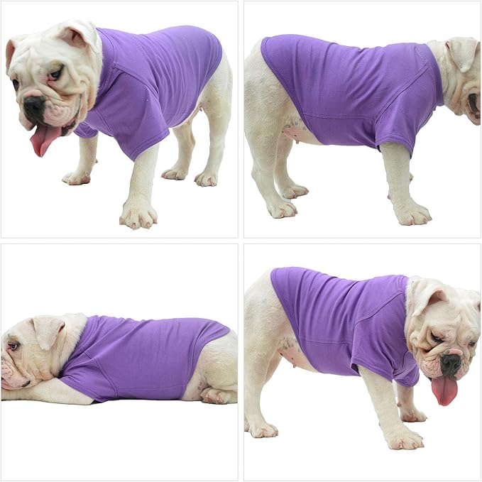 Lovelonglong Bulldog Clothes Dog Clothing Blank T-Shirt Tee Shirts for French Bulldog English Bulldog American Pit Bull Pugs 100% Cotton Skin Care Purple B-M
