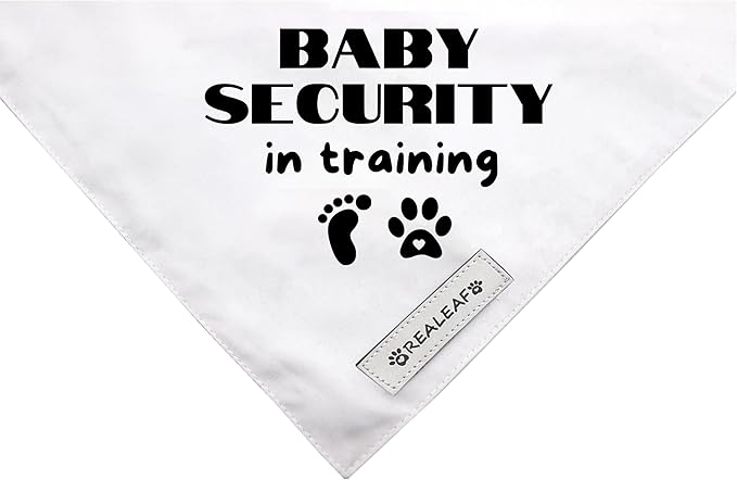 Realeaf Baby Security in Training Dog Bandanas Pet Scarf for Small Dogs Pregnancy Announcement Pet Accessories Pregnancy Reveal Ideas (Baby Security in Training, Small)