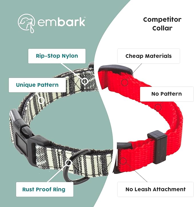Embark Adventure Dog Collar – Stylish & Durable Nylon Dog Collars for Small Dogs, Comfortable Pet Collar, Small Dog Collars for Male & Female Dogs with Strong Buckles. Adjustable Small Dog Collars