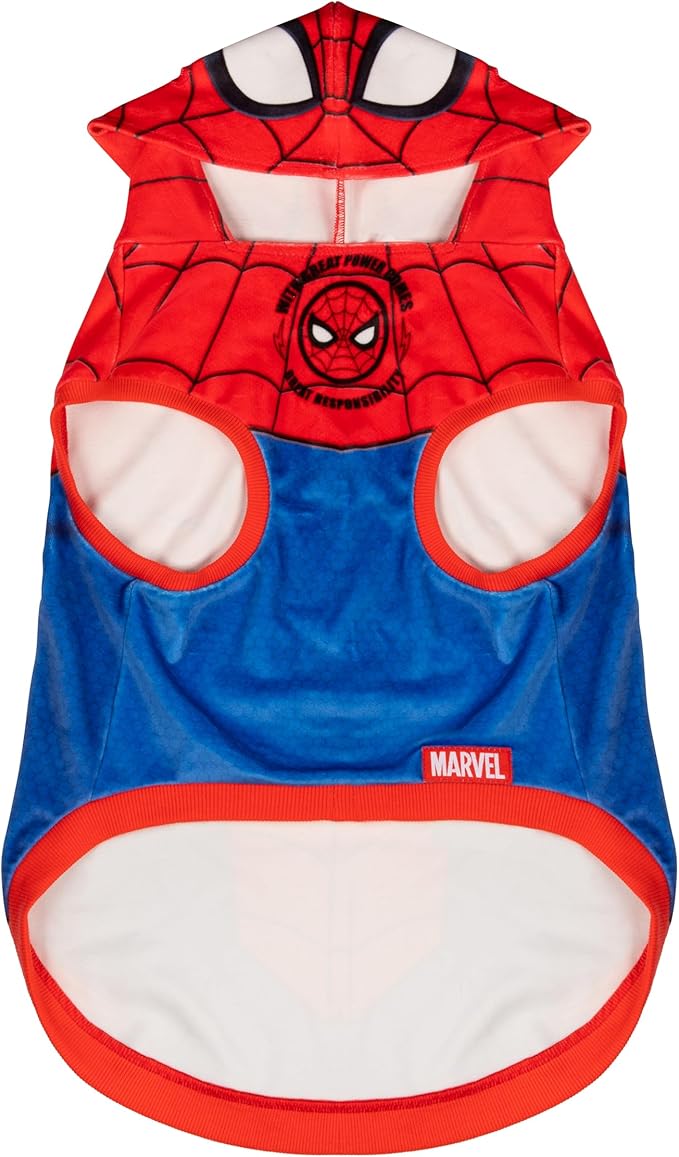 MARVEL Spider-Man Pet Hoodie - Sleeveless Hooded Pet Shirt with Costume Design (Large)