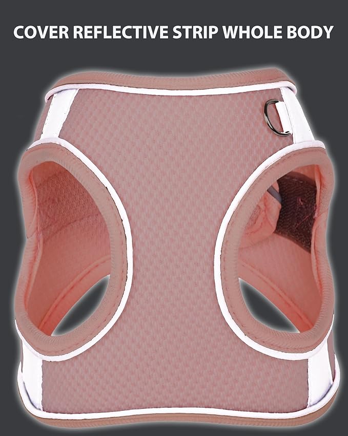Dog Harness and Leash Set - Medium and Small Dog, Puppy, Vest Style - Peach