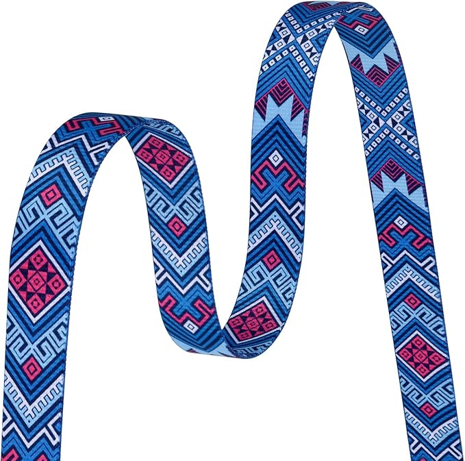 Dog Collar with Bohemia Floral Tribal Geometric Patterns - Soft Ethnic Style Collar Adjustable for Small Medium Large Dogs(Blue Ethnic Style,M)