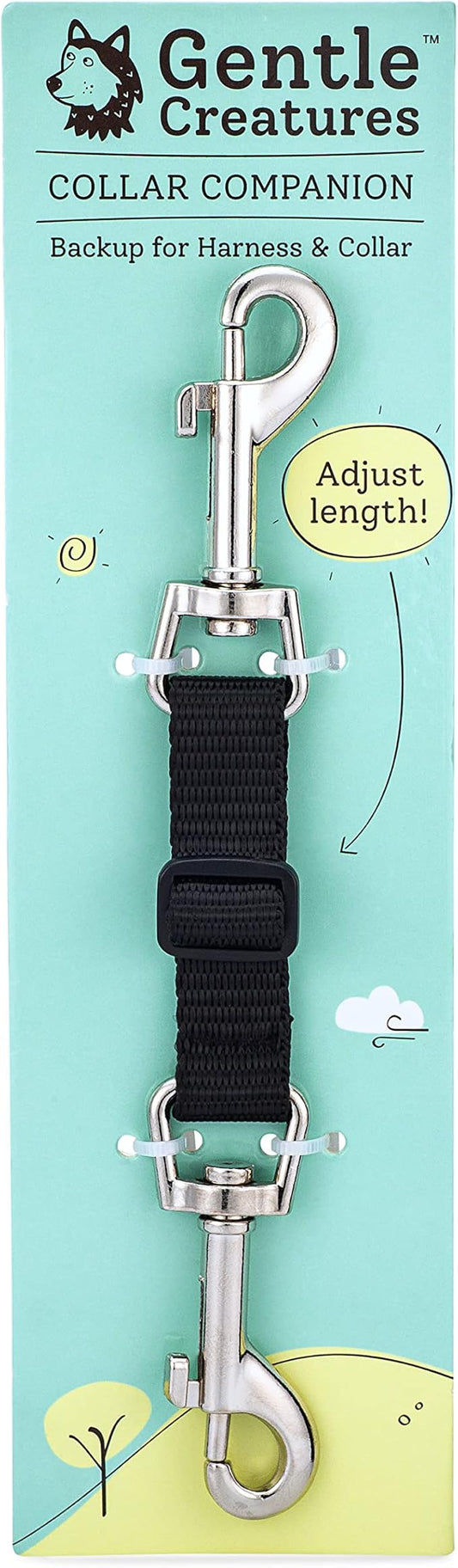 Gentle Creatures Collar Companion - Adjustable Collar Backup Clip for Dog Harness, Prong, Pinch Collar, Gentle Lead - Double Ended Clasp - Safety Clip