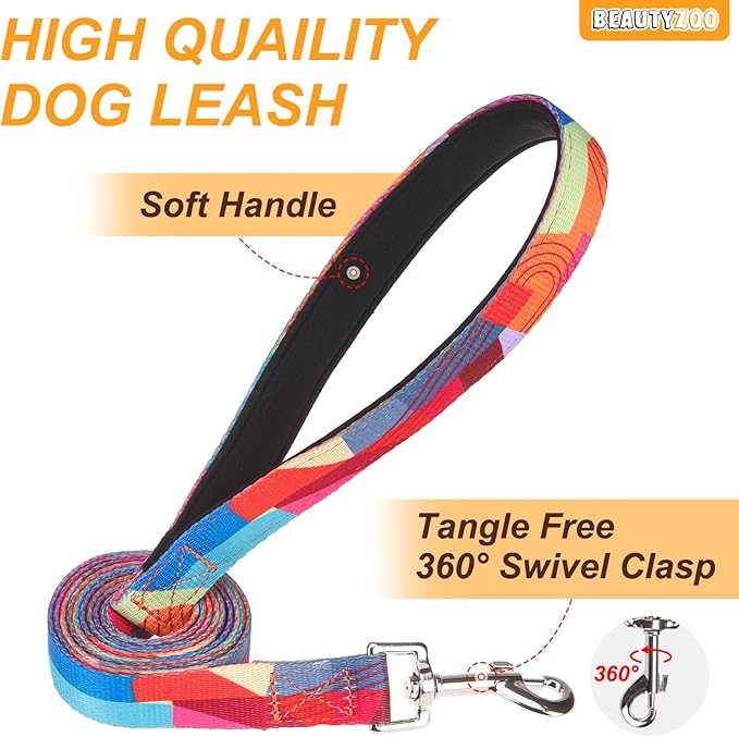 BEAUTYZOO No Pull Dog Harness Medium,Adjustable Dog Harness and Leash Set -Easy Wearing with 3 Buckles/Control Handle,No Choke Soft Padded Reflective Pet Vest for Training Walking Hiking, M