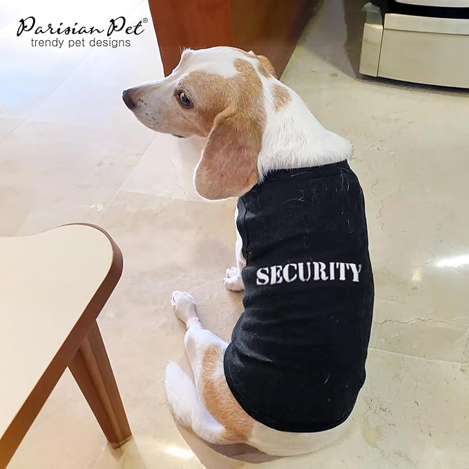 Parisian Pet Dog T-Shirt with Embroidered 'Security' Word Dog Tank Top - 100% Cotton, Breathable Dogs Security Clothes - Sleeveless Pet Vest - Machine Washable Shirt for Large Dogs - 4XL