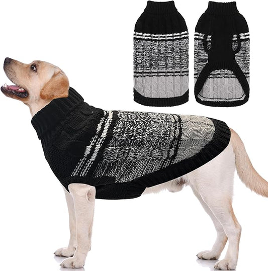 Mihachi Dog Sweaters for Medium Dogs Girl Boy,Soft Warm Dogs Shirt, Cold Weather Dog Coat Turtleneck Knitted Pullover Dog Clothes Costume with Leash Hole for Large Cat Puppy Doggy Pet,Black M
