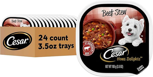 Cesar Home Delights Adult Wet Dog Food, Beef Stew, 3.5 oz. (24 Count, Pack of 1)