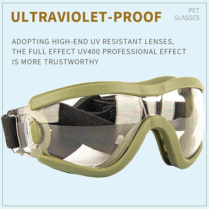 Small Dog Sunglasses with Adjustable Strap UV Protection, Winproof Puppy Sunglasses, Suitable for Dogs Eyes Protection，Soft Dog Goggles