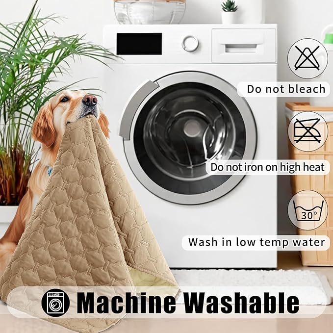 Smiry Waterproof Dog Bed Cover Blanket, Soft Reversible Pet Blanket, Washable Leakproof Cats Dogs Couch Cover for Sofa, Couch, Furniture (68x82 Inch, Camel/Beige)