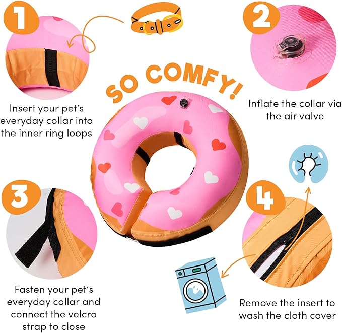 BENCMATE Protective Inflatable Collar for Dogs and Cats - Soft Pet Recovery Collar Does Not Block Vision (Small, HeartShape)