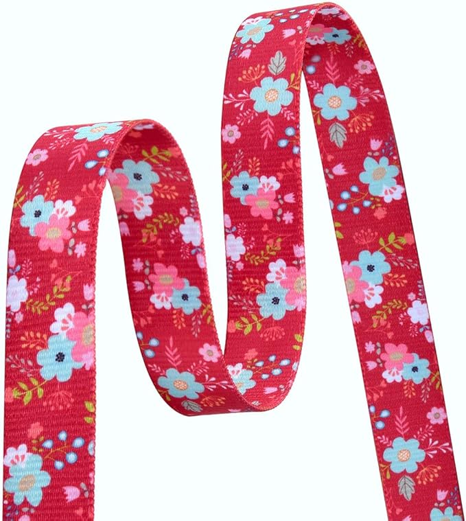 Dog Collar and Leash Set with Bohemia Floral Tribal Geometric Patterns - Soft Ethnic Style Collar Adjustable for Small Medium Large Dogs(Red Floral Set,M)