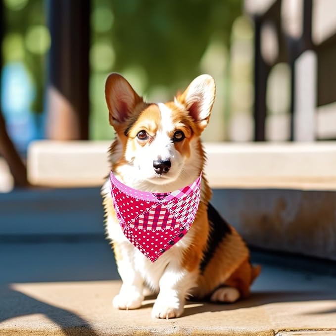 10pcs Dog Bandanas Patchwork for Medium Breed Dog Kerchief Triangle Bibs Scarves Pink Blue Yellow Girl Boy Grooming Costume