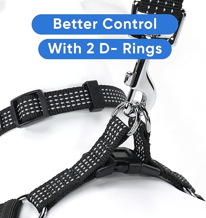 Pawtitas Small Dog Harness - Black, Reflective, Adjustable Step-in Harness for Senior Dogs to Puppies