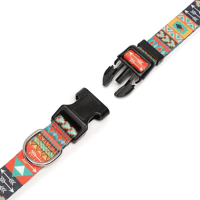 Adjustable Dog Collar with Patterns, Ultra Comfy Soft Nylon Breathable Pet Collar for Small Medium Large Dogs (S, Tribal)