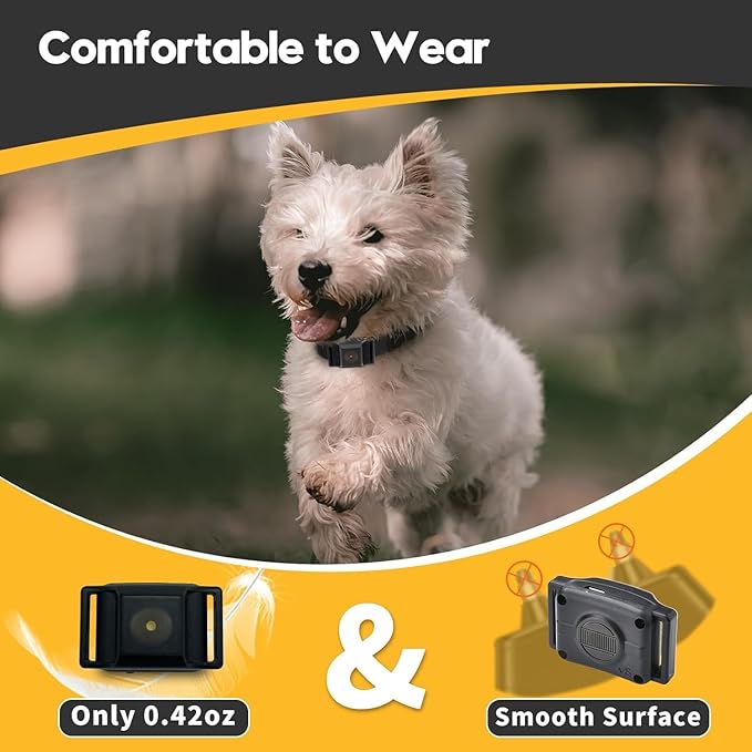 Tiniest Bark Collar for Small Dogs 5-15lbs, Only 1.6 * 1in & 0.42oz, No Shock with Vibration &Sound, Extra Small & Rechargeable, 5 Sensitivity Levels（Black）