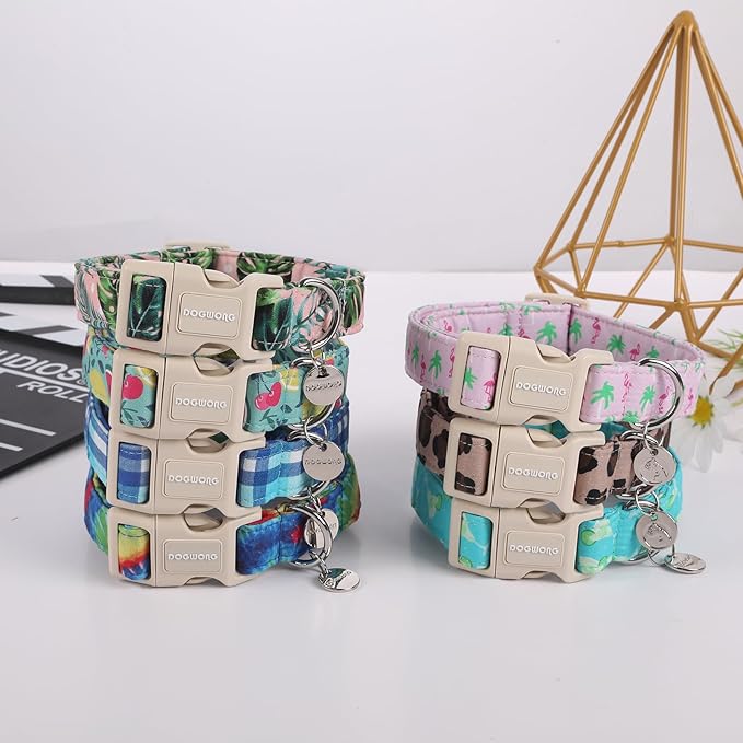 DOGWONG Cotton Dog Collar, Heavy-Duty Dog Collar Durable Soft Boy Dog Collar Cute Wedding Puppy Necklace for Small Medium Large Dog