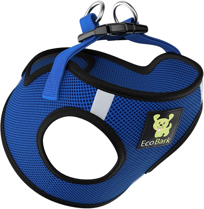 EcoBark Step in Dog Harness - Reflective Soft Luxurious Mesh Dog Harnesses for XXS, XS, Small, and Medium Dogs - Eco-Friendly Comfort Secure Halter No Pull Adjustable Pet Vest (Royal Blue, XS)
