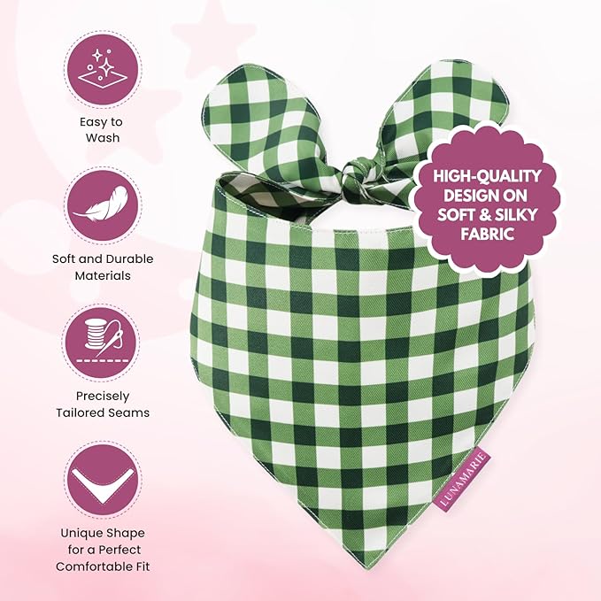 Luxury Pet Birthday Bandanas -Premium & Silky Poly Fabric | 100% Handmade | Custom Shape Dual Layered (Olive, Small)