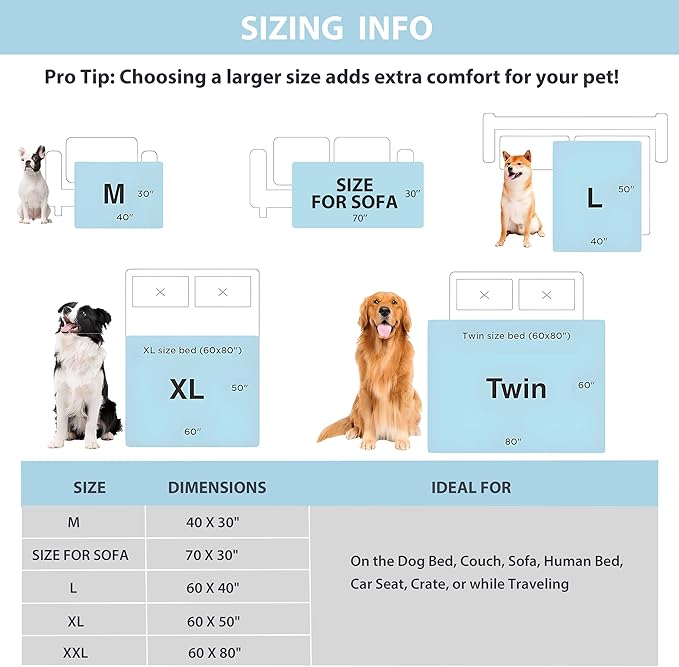 Chicute Cooling Dog Blanket for Sofa - 40x50 Waterproof Pet Blankets for Dog Bed Cover, Slip-Resistant Throw Blanket for Couch Protector, Washable Furniture Cover for Dogs, Cats, Pearl Blue