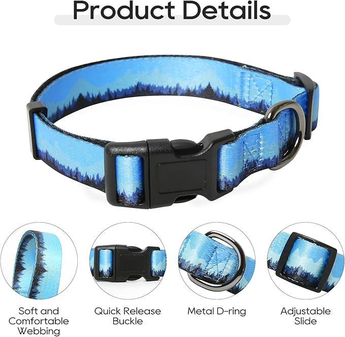 Timos Dog Collar, Adjustable Soft Dog Collar for Small Medium Large Dogs,Patterned Puppy Collars with Quick Release Buckle for Boy and Girl Female Dogs,L Length 15.94''-25.59'