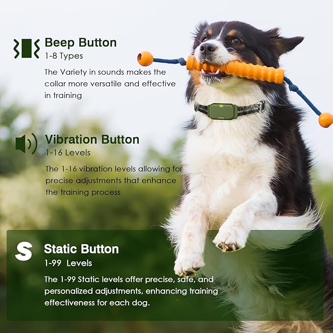 Dog Training Collar, Waterproof Remote Dog Collar with 3 Modes: Beep, Vibration, Safe Static,1600Ft Range, Rechargeable, Adjustable E-Collar for Small Medium Large Dogs