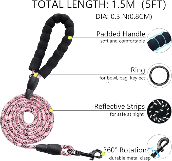Puppy Harness & Leash Set - Small Dog Size, Soft Mesh & Reflective Bands, Pink, XS