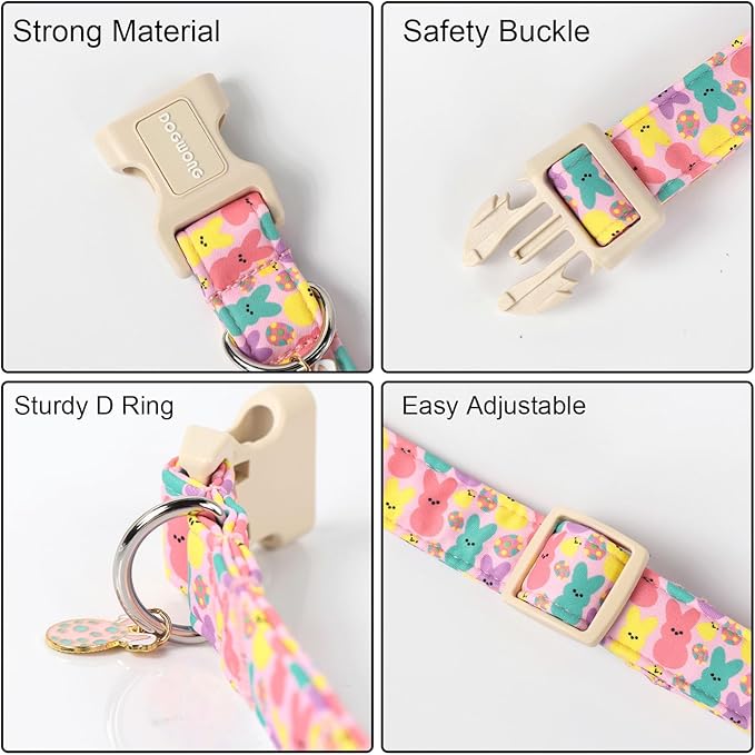 DOGWONG Easter Bunny Eggs Adjustable Soft Collar for Large Dogs