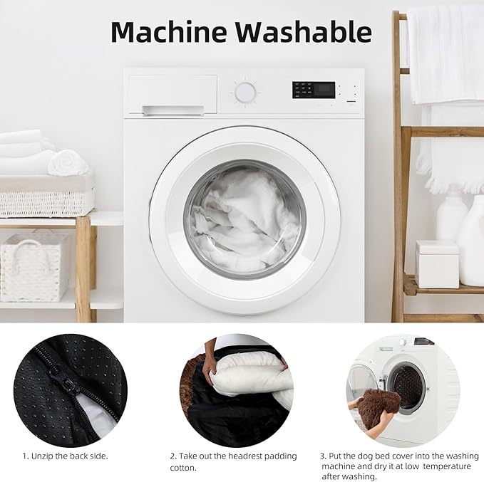 Calming Dog Bed Fluffy Plush Dog Mat for Furniture Protector with Removable Washable Cover for Large Medium Small Dogs and Cats (Large, Coffee)