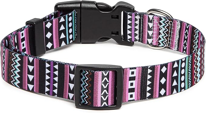 Adjustable Dog Collar with Patterns, Ultra Comfy Soft Nylon Breathable Pet Collar for Small Medium Large Dogs (M, Bohemian Purple)
