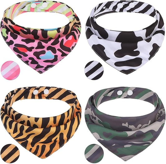 PAWCHIE Dog Bandanas Small Reversible Styles Pet Triangle Scarf Bibs - Adjustable with Two Snaps - Kerchief Set Accessories for Dogs, Puppy, Cats, S